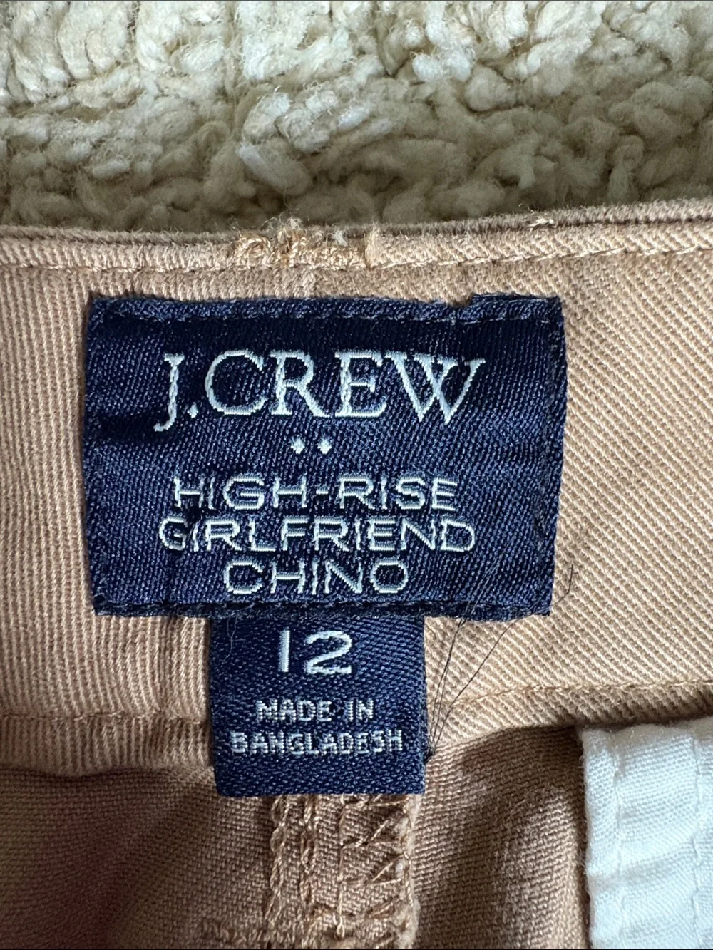 J. Crew Tan Chinos with Navy Heart Motif